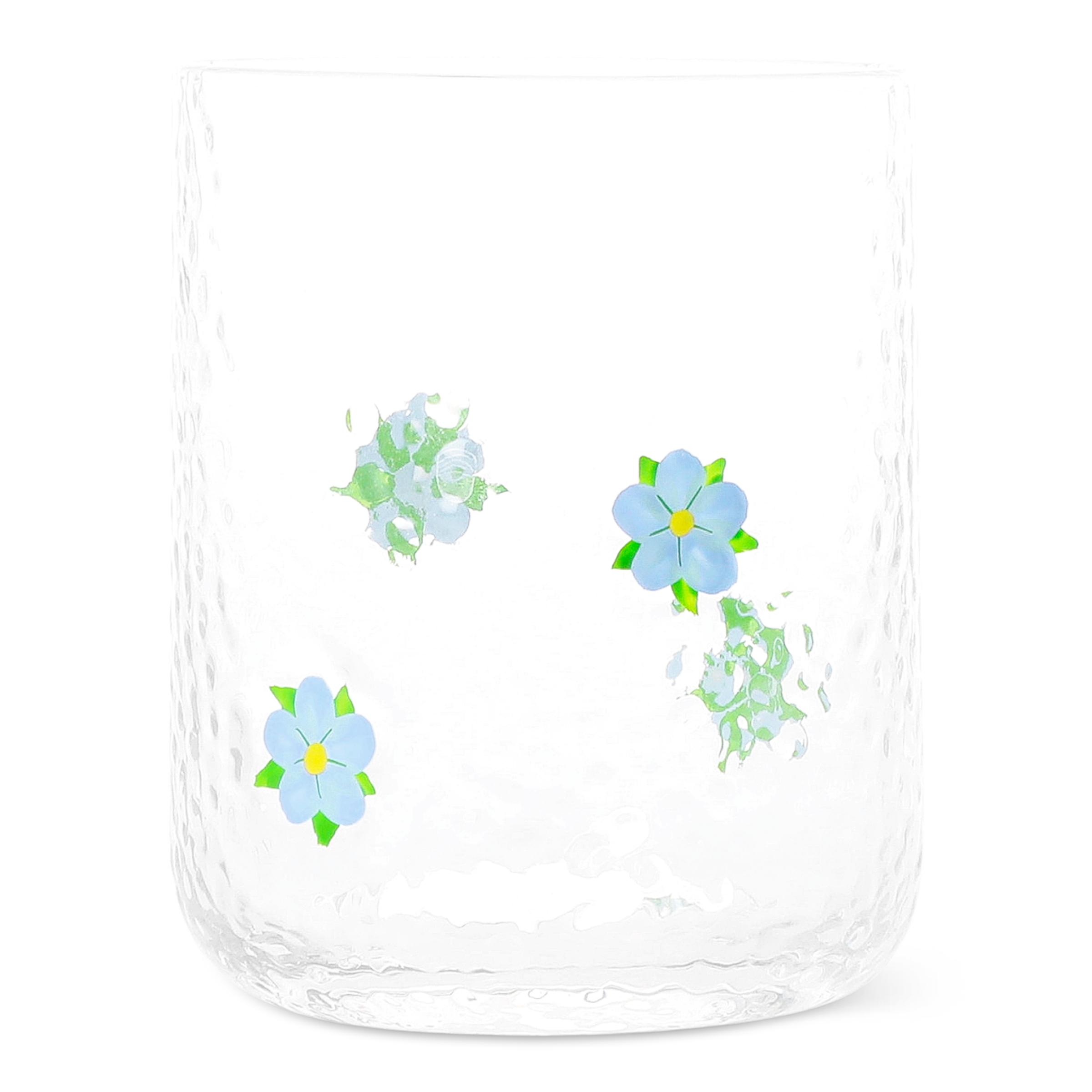 Drinking Glass Embossed Flowers