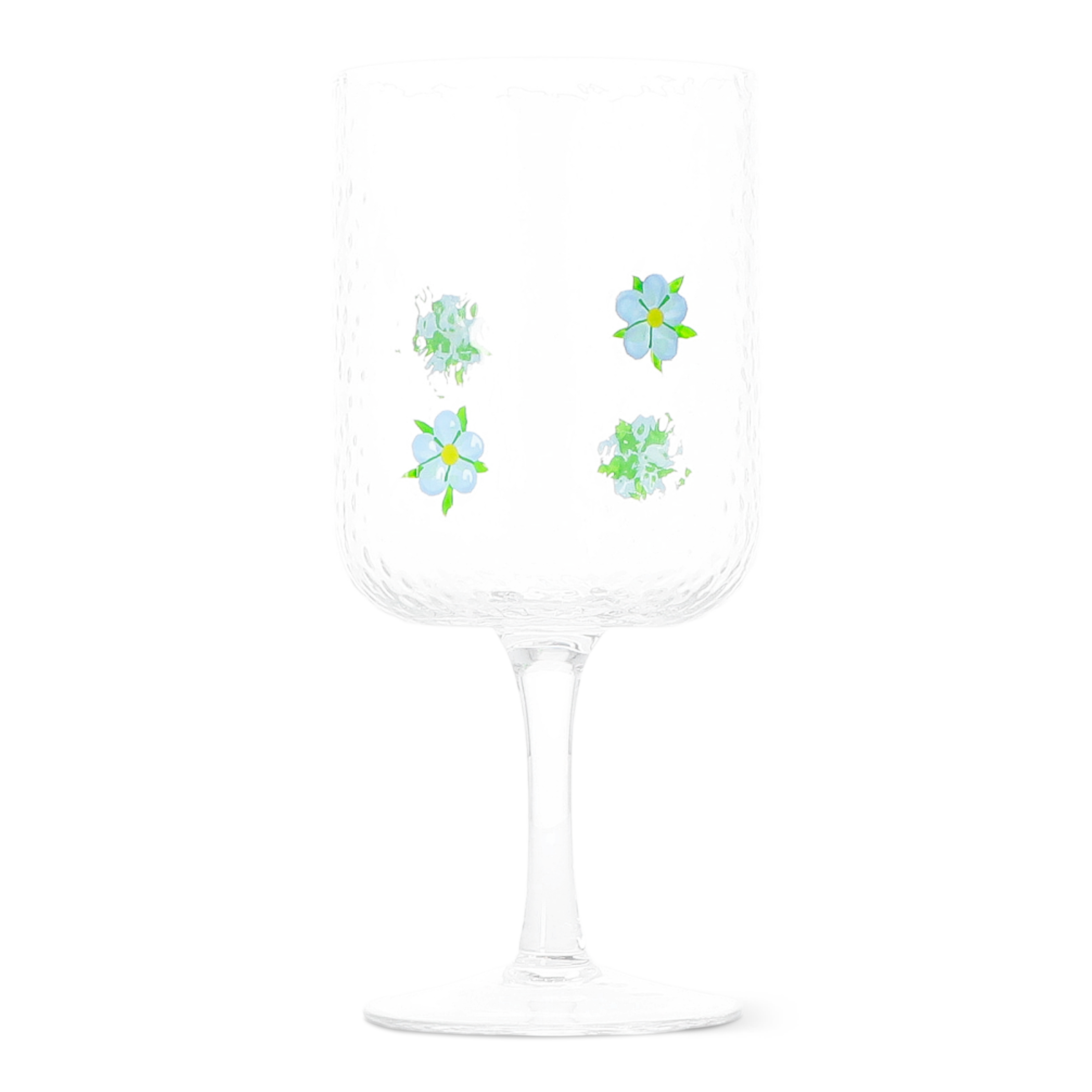 Wine Glass Embossed Flowers