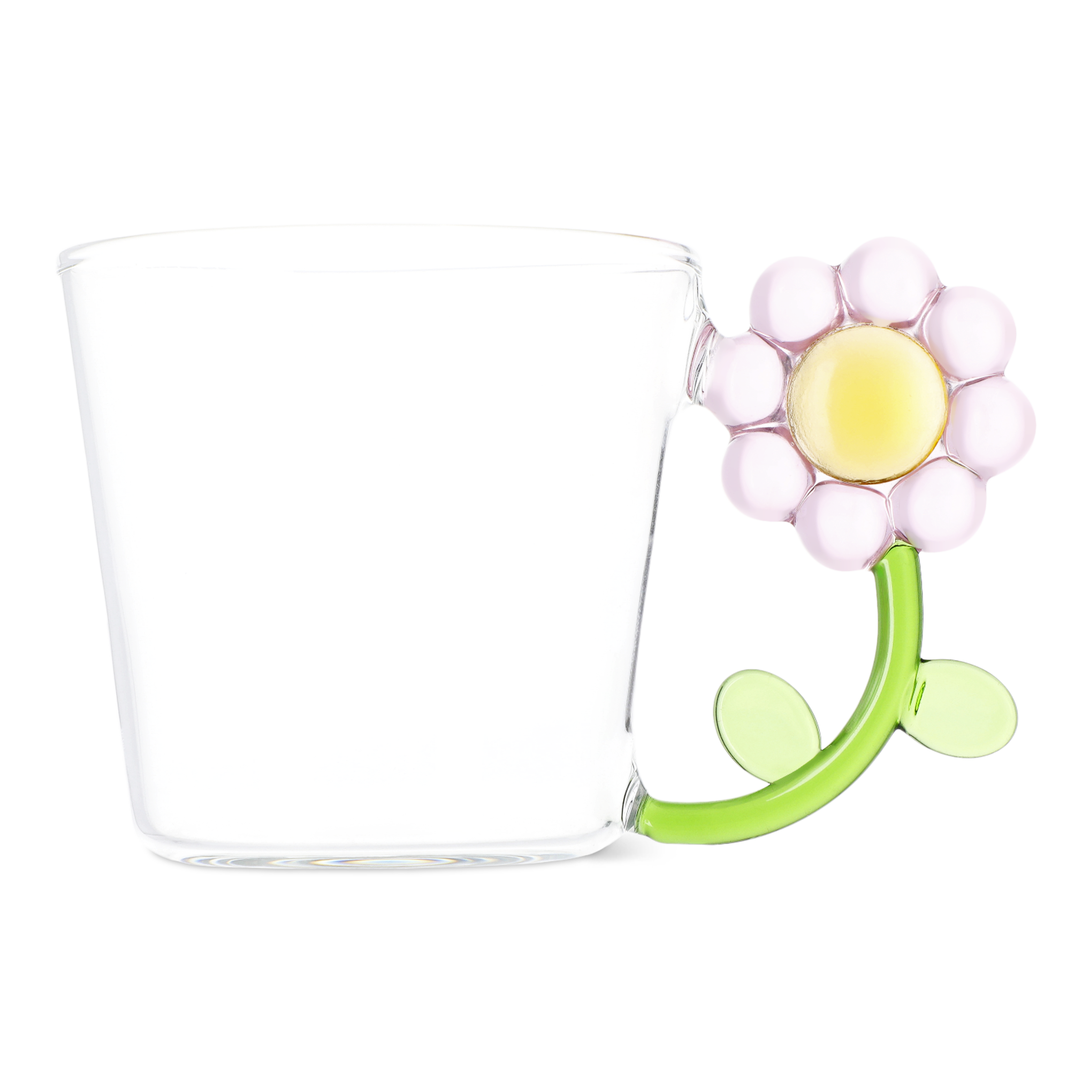 Glass Mug With Pink Flower