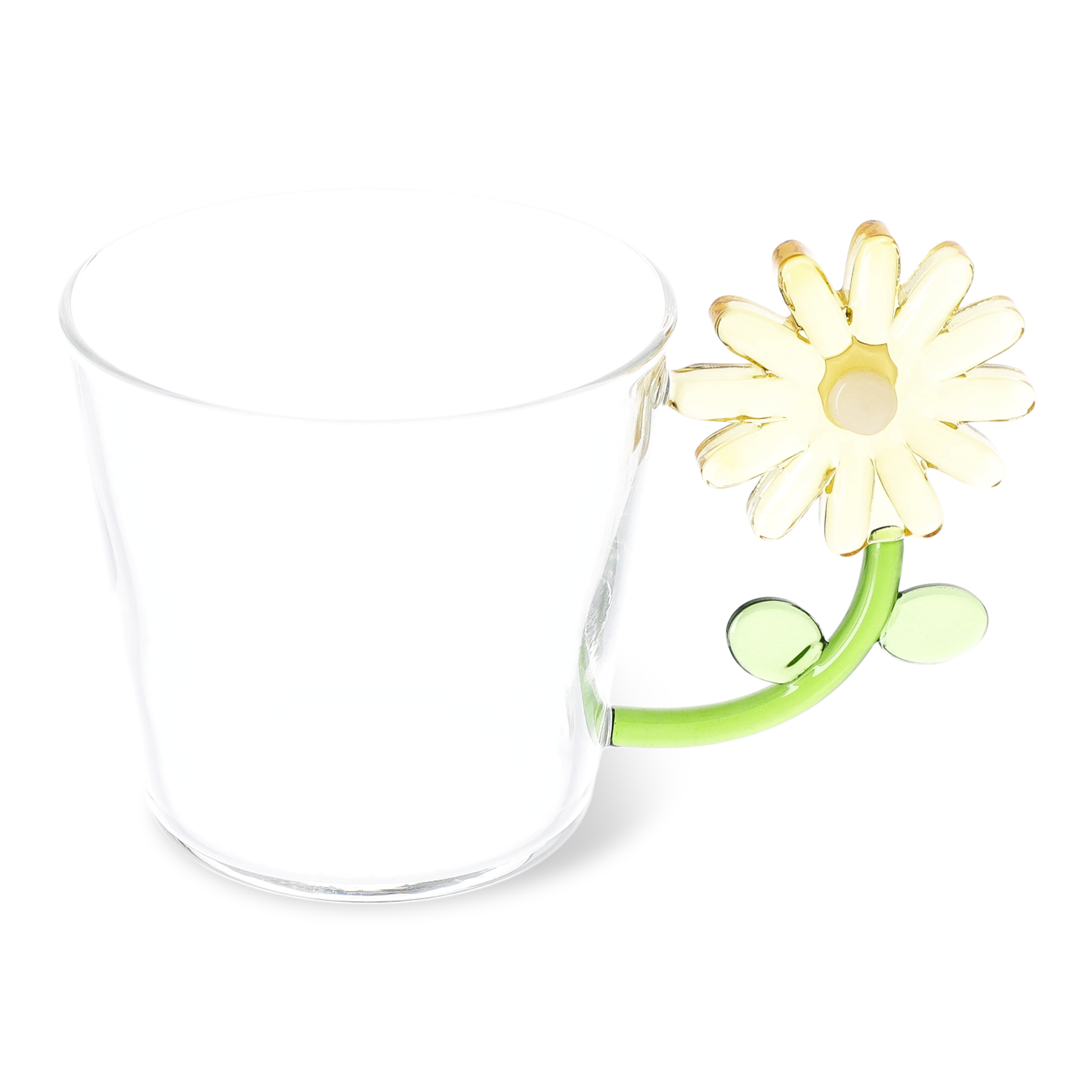 Glass Mug With Yellow Flower
