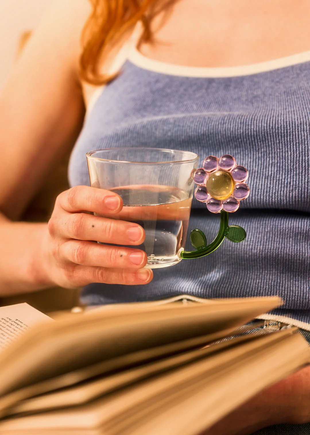 Glass Mug With Pink Flower