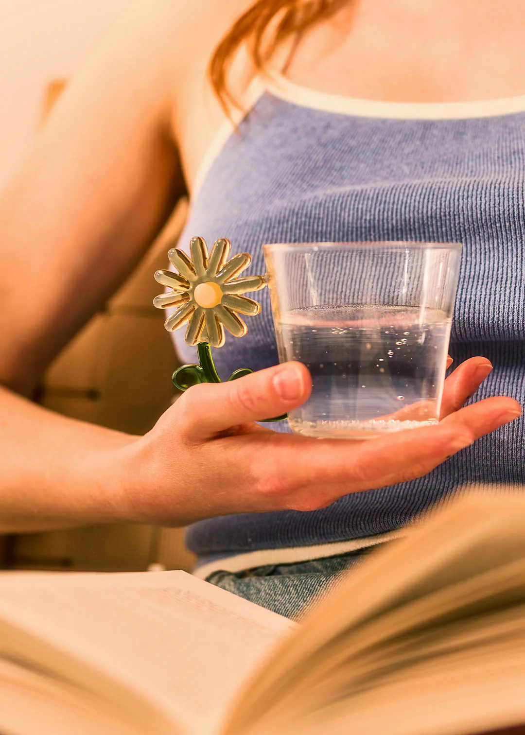 Glass Mug With Yellow Flower