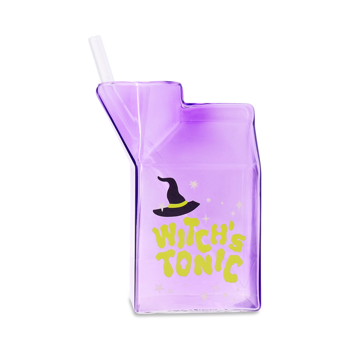 Glass Milk Carton w/ Straw